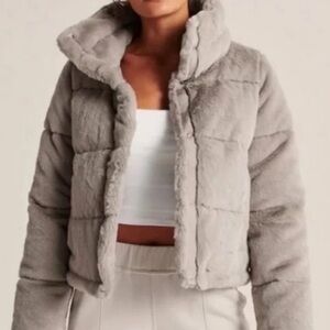 Abercrombie & Fitch Faux Fur Mini Puffer Jacket